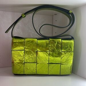 BOTTEGA VENETA Cassette Intrecciato Crushed Metallic Crossbody